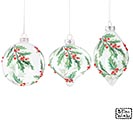HOLLY ON WHITE ORNAMENTS ASTD