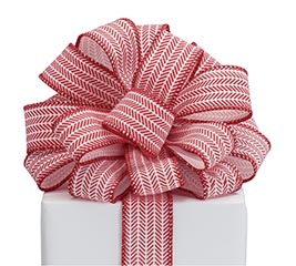 RIBBON #9 RED/WHITE CHEVRON