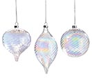 ASSORTED CLEAR IRIDESCENT GLASS ORNAMENT