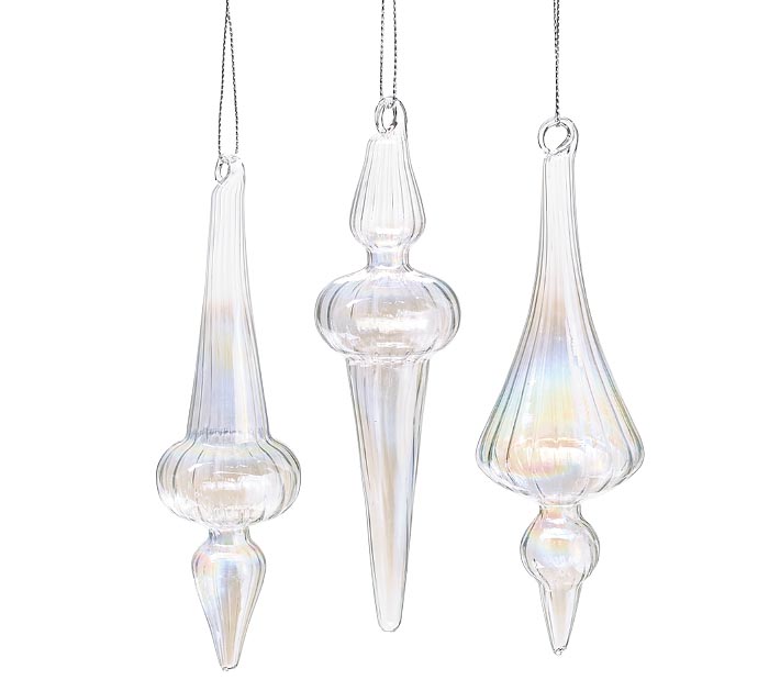 Iridescent Glass Finial Shapes Assorted