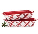 RED AND WHITE PLAID BAKING DISH