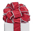 #40 RED WIRED RIBBON WITH SILVER TINSEL