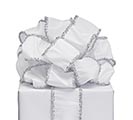#40 WHITE WIRED RIBBON WITH TINSEL