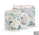 WHITE FLORAL BLOOMS ON MINT GREEN MUG