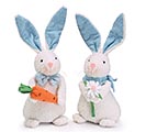 WHITE FUR BUNNY COUPLE WITH BLUE ACCENTS