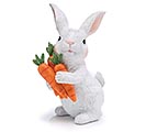 WHITE BUNNY WITH CARROTS FIGURINE
