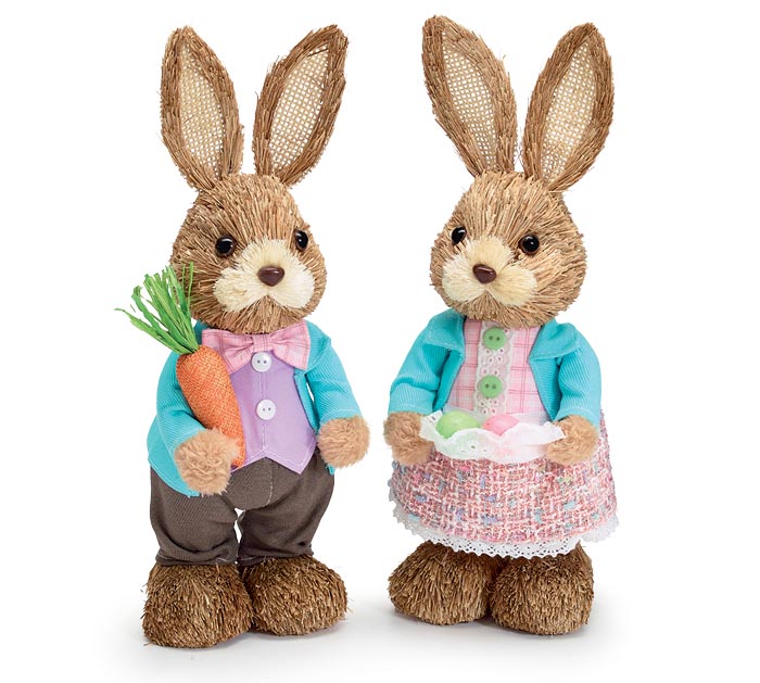 8 Brown Sisal Bunny Rabbit Easter Figure