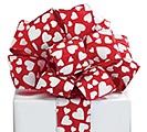 RIBBON #40 WHITE HEARTS ON RED