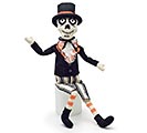 SITTING DRESSED SKELETON WITH TOP HAT