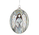 OVAL GLASS ORNAMENT WITH ANGEL