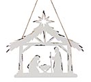 WHITE TIN HOLY FAMILY WALL HANGING