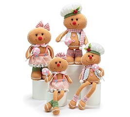 DECOR PLUSH PASTEL GINGERBREAD FAMILY