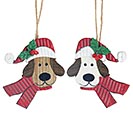 ASTD WOODEN DOG ORNAMENTS WITH TIN HATS