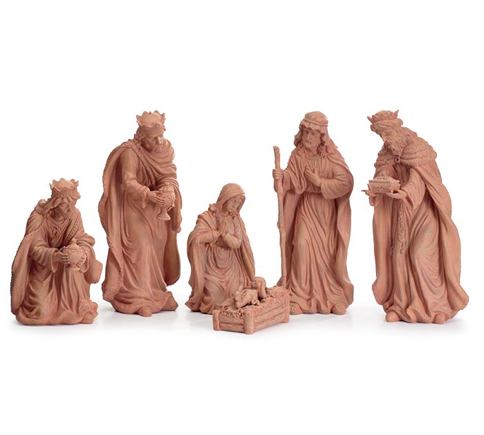 6 PIECE TERRACOTTA NATIVITY SET