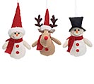 ASSORTED SNOWMAN AND REINDEER ORNAMENTS