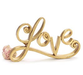 GOLD LOVE SCRIPT SHELF SITTER