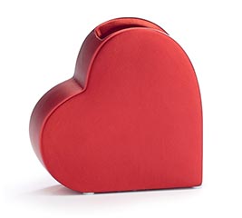 SHORT SATIN RED HEART VASE
