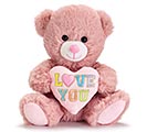 MAUVE BEAR WITH PINK HEART LOVE YOU
