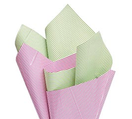 Pink & White Striped Tissue Paper, 8 Sheets