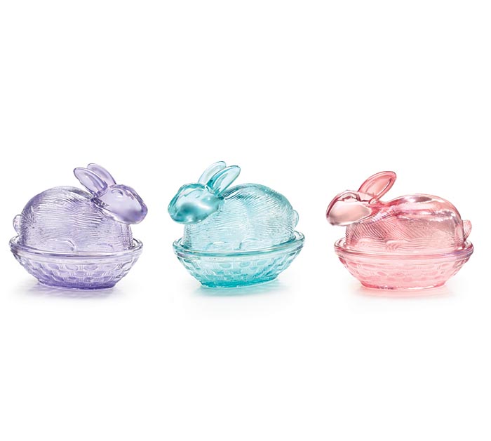 BEAUTIFUL GLASS high quality IRIDESCENT BUNNY TRIFLE BOWL