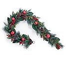 GARLAND GREENERY RED ORNAMENTS PINECONES