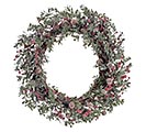 WREATH BOXWOOD GREENERY WITH RED BERRIES
