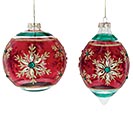 Related Product Image for RED  GREEN SNOWFLAKE GLASS ORNAMENT 