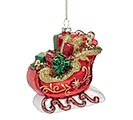 RED SANTA SLEIGH WITH GIFTS ORNAMENTS
