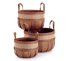 BROWN WOOD CHIP APPLE PICKING BASKET
