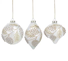 ORNAMENT RAISED PINECONES WITH GOLD