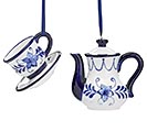Related Product Image for BLUE/WHITE FLORAL TEAPOT/CUP ORNAMENTS 