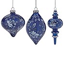 ORNAMENT ASTD WHITE AND BLUE FLORAL