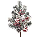 SPRAY WHITE FLOCKED PINE WITH ORNAMENTS