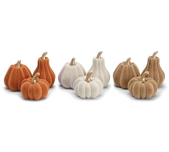 Burton & Burton Harvest Flocked Pumpkins Decor