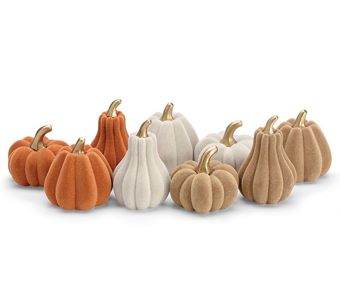 Burton & Burton Harvest Flocked Pumpkins Decor - Thumbnail 2