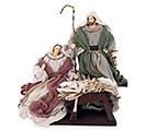 10&quot; FABRIC HOLY FAMILY ON WOODEN BASE