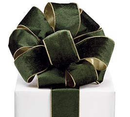 #40 GOLD BACKED GREEN VELVET RIBBON