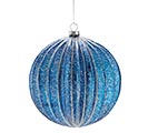 LARGE BLUE AND SILVER GLASS ORNAMENT