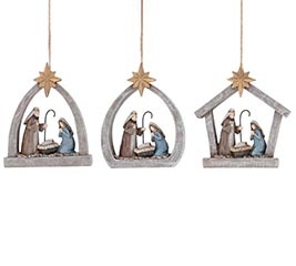 DIVINE NIGHT RESIN HOLY FAMILY ORNAMENT