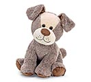 PLUSH SITTING PUPPY WITH BIG BROWN NOSE