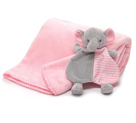 BABY GIFT SET PINK BLANKET AND RATTLE