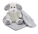 Related Product Image for PLUSH WHITE AND GRAY PUPPY WITH BLANKET 