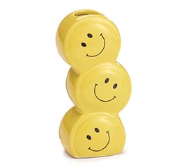 3 STACKED SMILEY FACE CERAMIC VASE