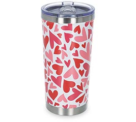 STAINLESS TUMBLER FLOATING HEARTS