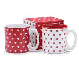 MUG VALENTINE RED AND WHITE HEARTS ASTD