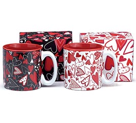 MUG VALENTINE HEARTS RED AND WHITE ASTD