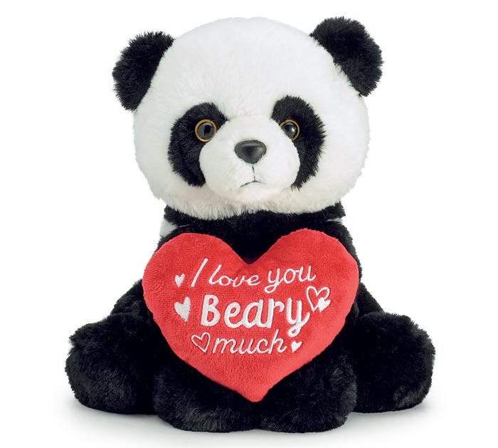 PLUSH VALENTINE PANDA BEAR WITH RED HRT