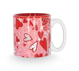 MUG PINK WITH HEARTS ALL AROUND