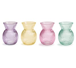 TRANSLUCENT RIBBED FLARE SPRING VASE