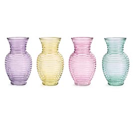 LARGE RIBBED TRANSLUCENT SPRING VASE